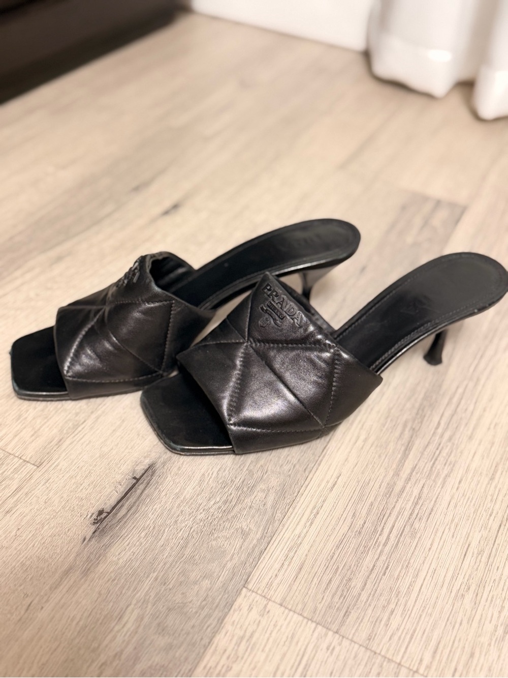 Prada Black Quilted Leather Slide Mules - Picture 5 of 5